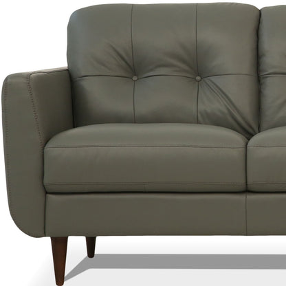 The Rowan – Green Leather Sofa with Black Legs