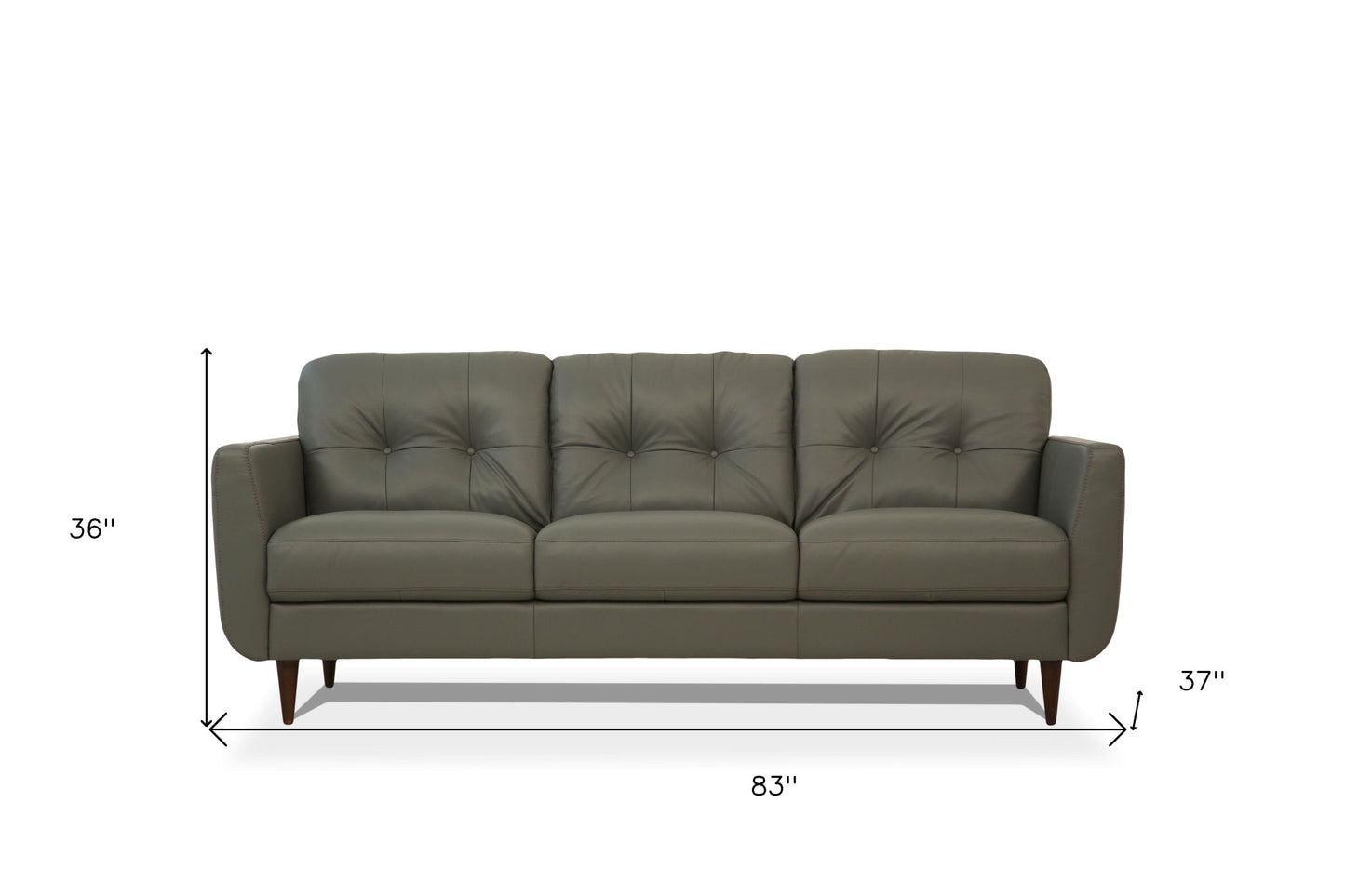 The Rowan – Green Leather Sofa with Black Legs