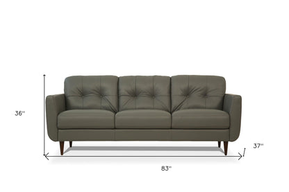 The Rowan – Green Leather Sofa with Black Legs