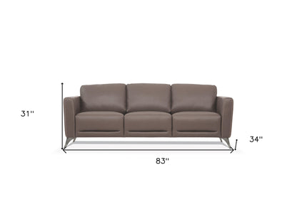 The Belmont – Taupe Leather Sofa with Black Legs