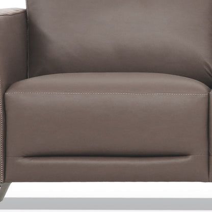 The Belmont – Taupe Leather Sofa with Black Legs