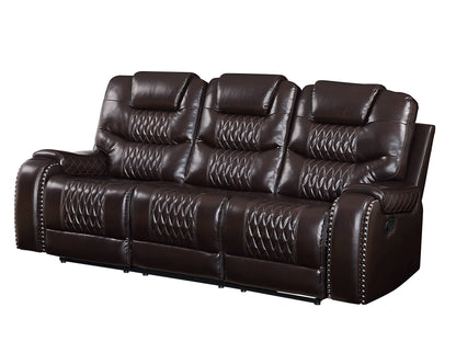 The Dakota – Brown Faux Leather Manual Reclining Sofa