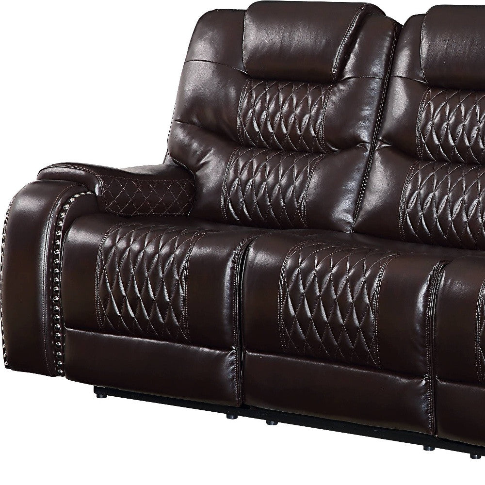 The Dakota – Brown Faux Leather Manual Reclining Sofa