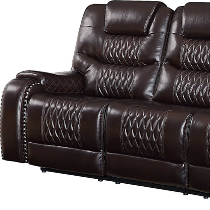 The Dakota – Brown Faux Leather Manual Reclining Sofa