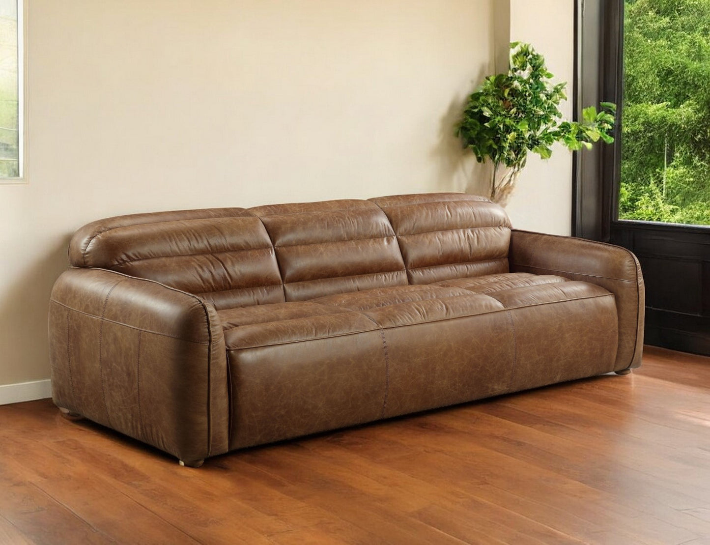 Phillips Leather Sofa – Dark Brown