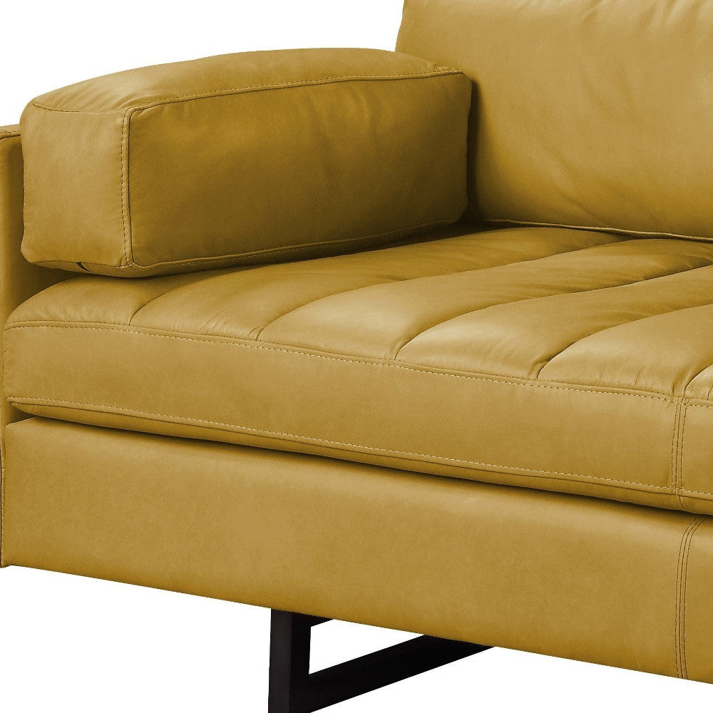 The Soryn Vale – Mustard Top Grain Leather Sofa with Black Legs