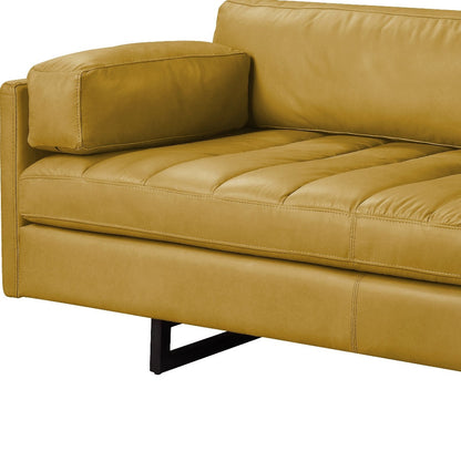 The Soryn Vale – Mustard Top Grain Leather Sofa with Black Legs