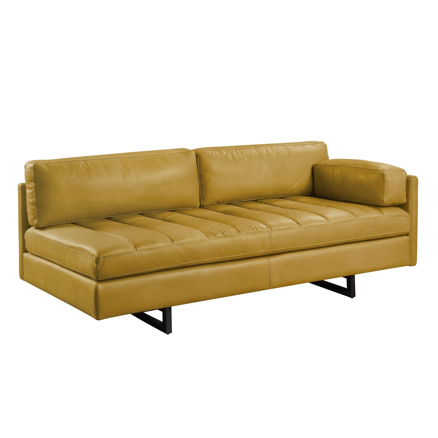 The Soryn Vale – Mustard Top Grain Leather Sofa with Black Legs