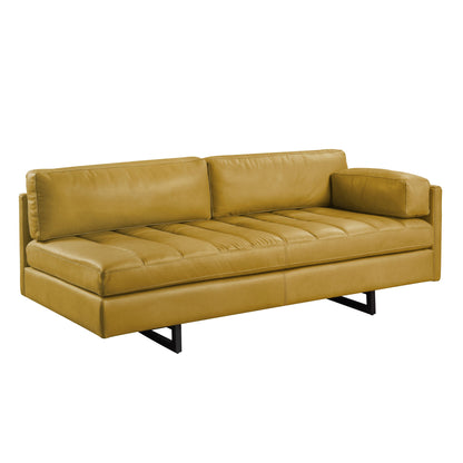 The Soryn Vale – Mustard Top Grain Leather Sofa with Black Legs