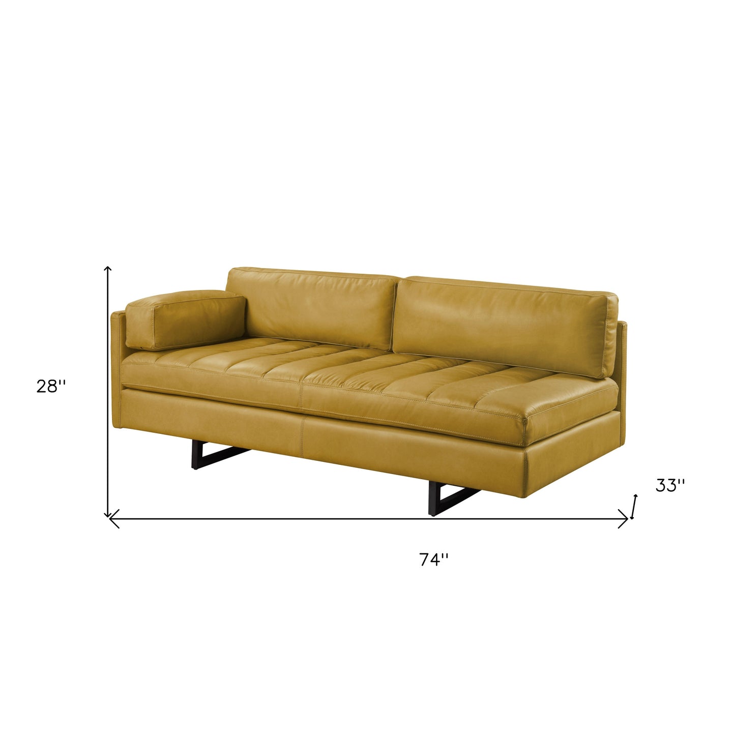 The Soryn Vale – Mustard Top Grain Leather Sofa with Black Legs