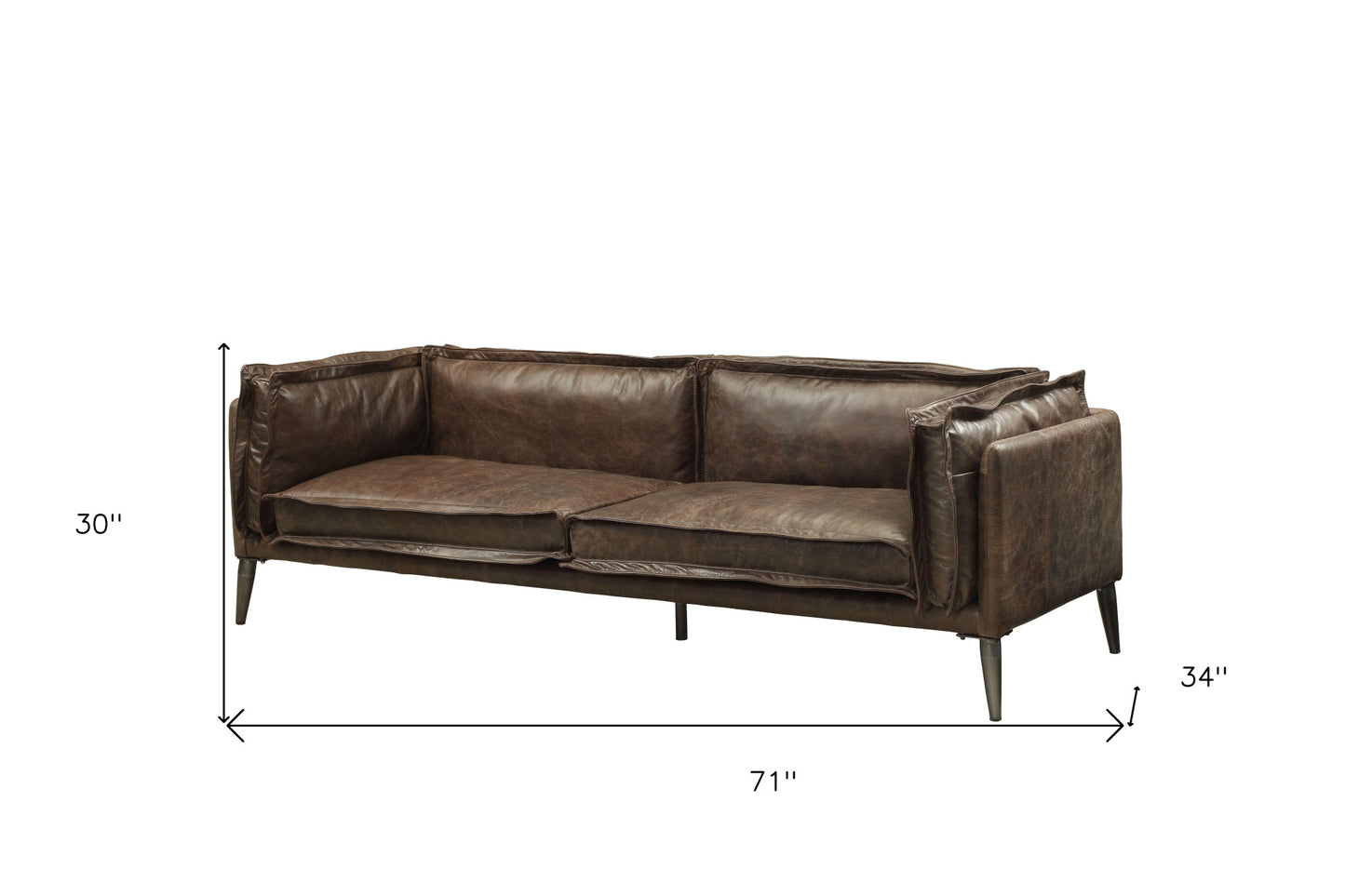 The Mason – Chocolate & Silver Top Grain Leather Loveseat