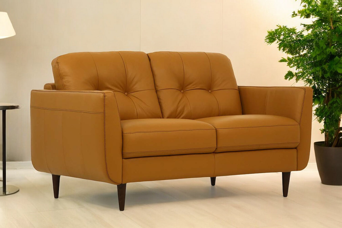 The Harrison – Camel & Brown Genuine Leather Loveseat