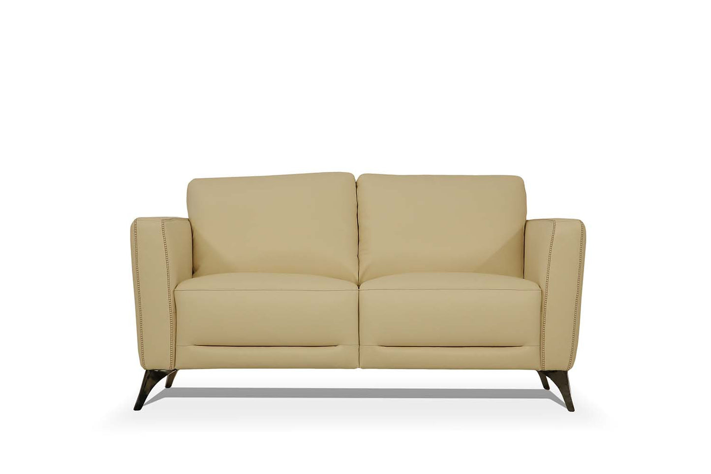The Whitmore – Cream & Silver Genuine Leather Loveseat