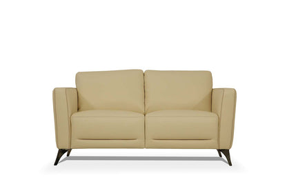 The Whitmore – Cream & Silver Genuine Leather Loveseat