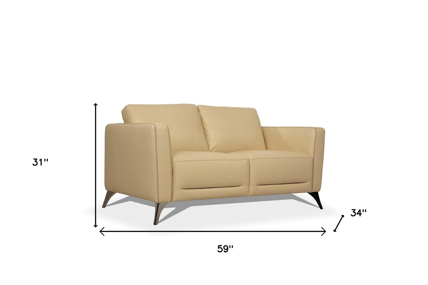 The Whitmore – Cream & Silver Genuine Leather Loveseat