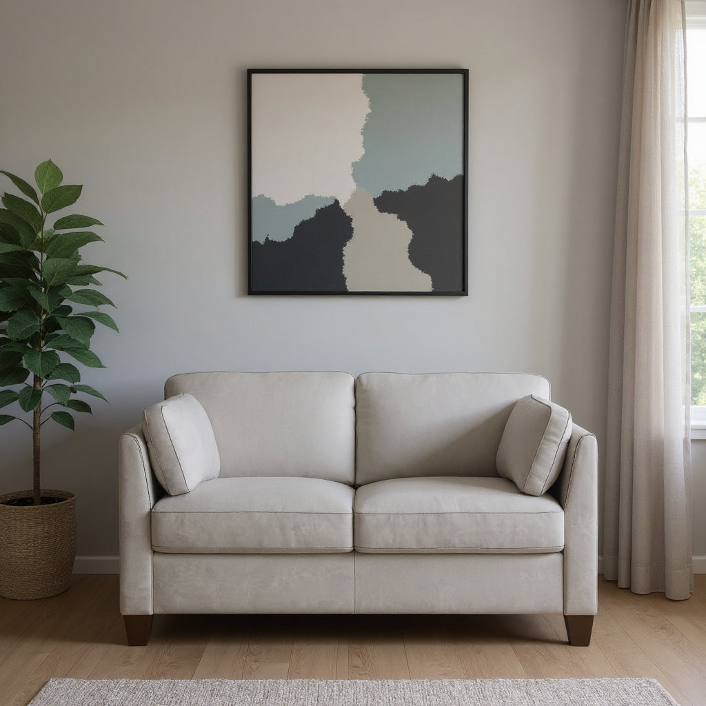 The Alderwick – Off-White & Brown Genuine Leather Loveseat