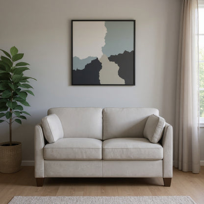 The Alderwick – Off-White & Brown Genuine Leather Loveseat