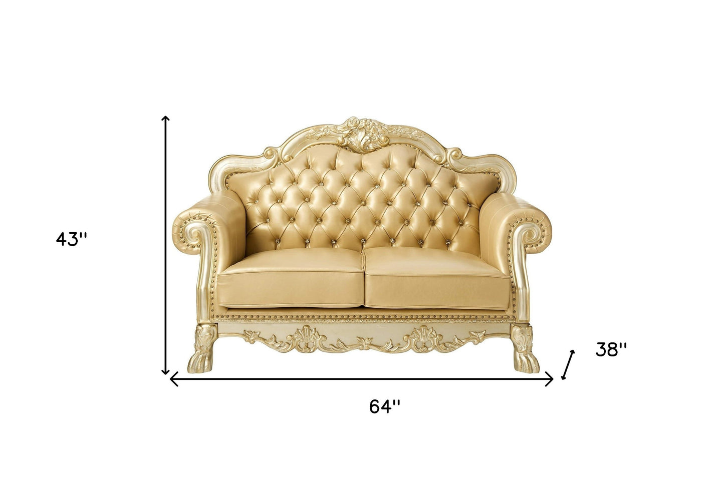 The Valemont – Bone & Gold Faux Leather Loveseat