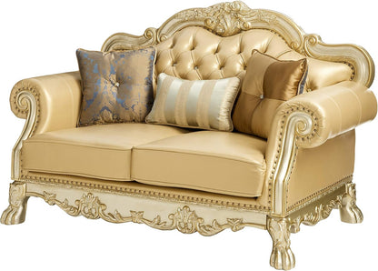 The Valemont – Bone & Gold Faux Leather Loveseat