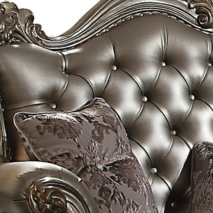 The Halston – Silver & Platinum Faux Leather Loveseat