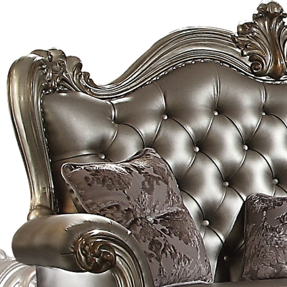 The Halston – Silver & Platinum Faux Leather Loveseat