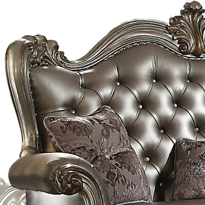 The Halston – Silver & Platinum Faux Leather Loveseat