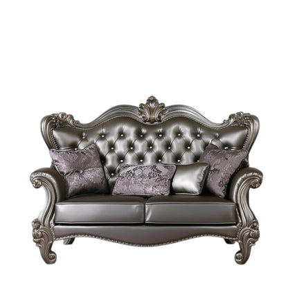 The Halston – Silver & Platinum Faux Leather Loveseat