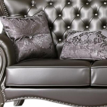 The Halston – Silver & Platinum Faux Leather Loveseat