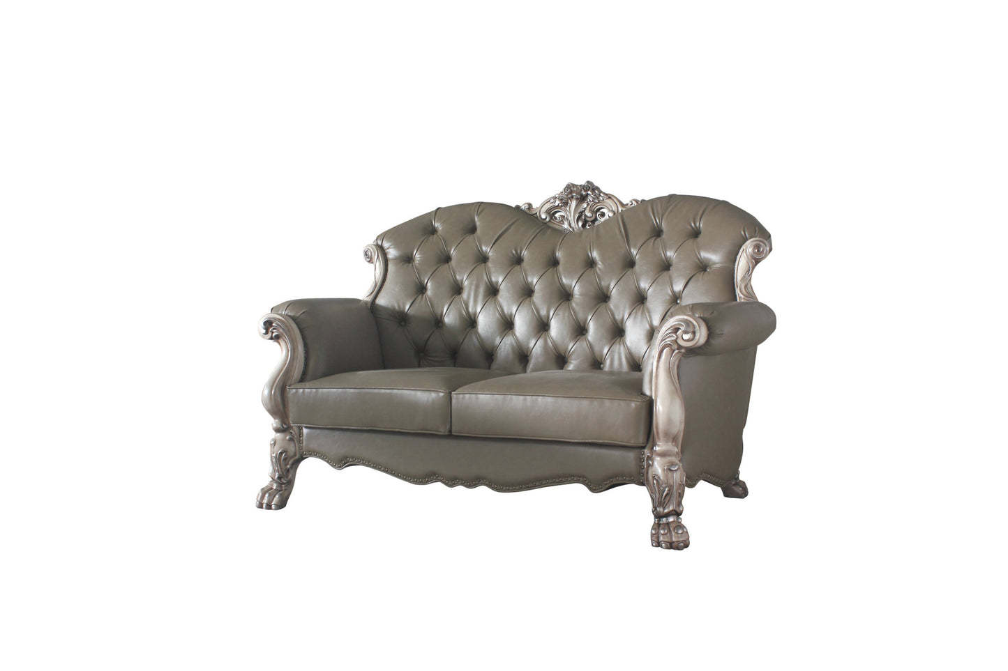 The Carrington – Bone Faux Leather Loveseat