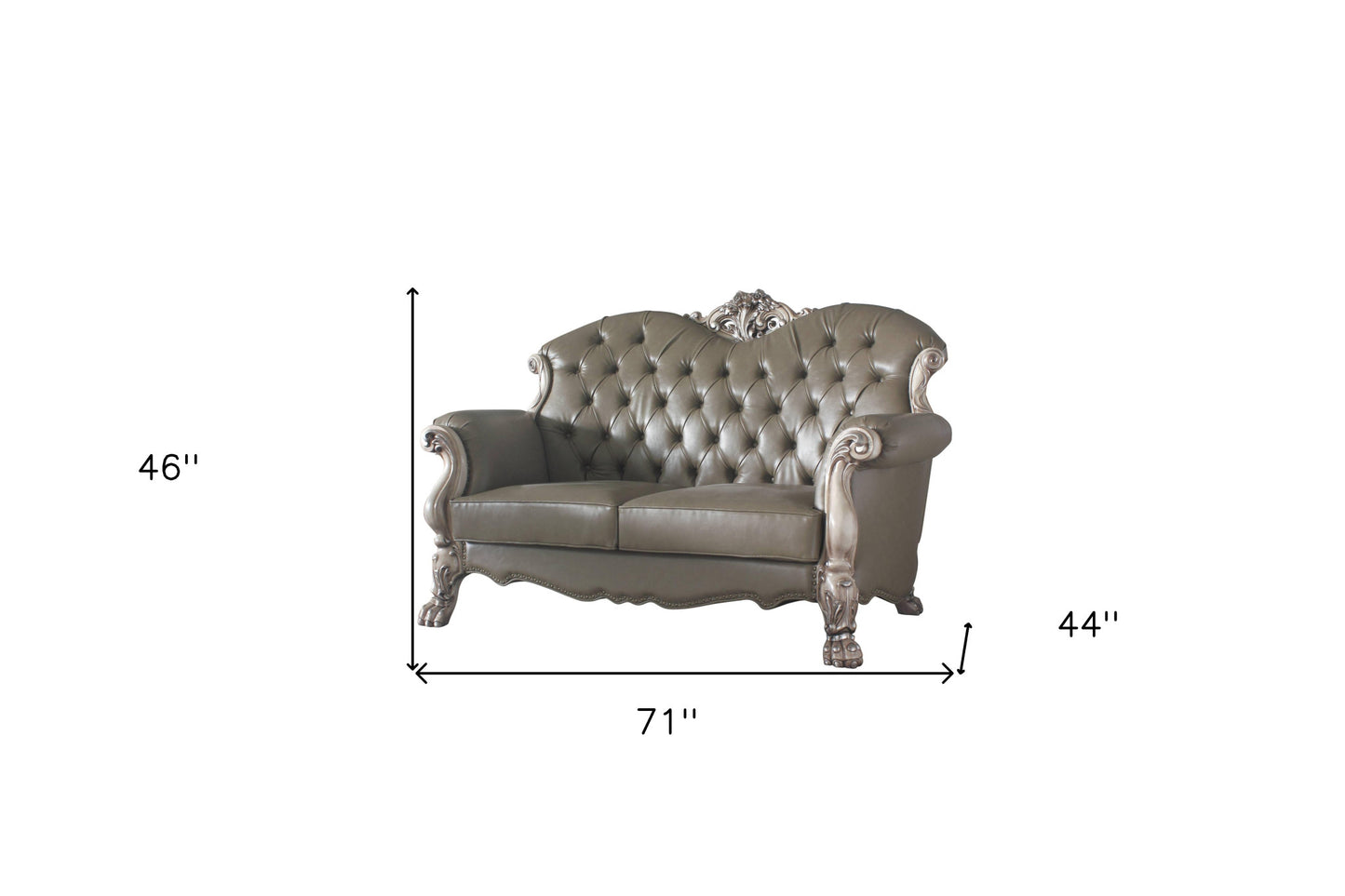 The Carrington – Bone Faux Leather Loveseat