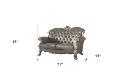 The Carrington – Bone Faux Leather Loveseat