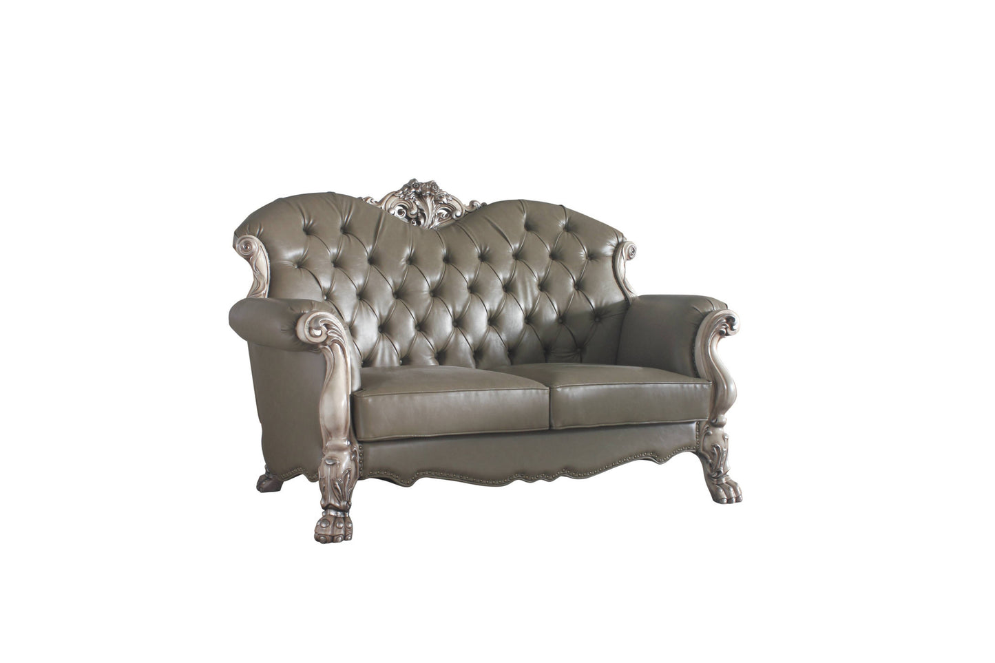 The Carrington – Bone Faux Leather Loveseat
