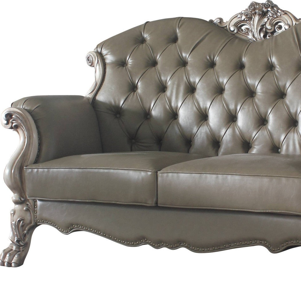 The Carrington – Bone Faux Leather Loveseat