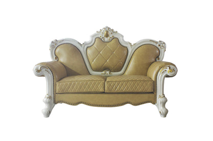 The Marlowe – Golden Yellow & Pearl Faux Leather Loveseat