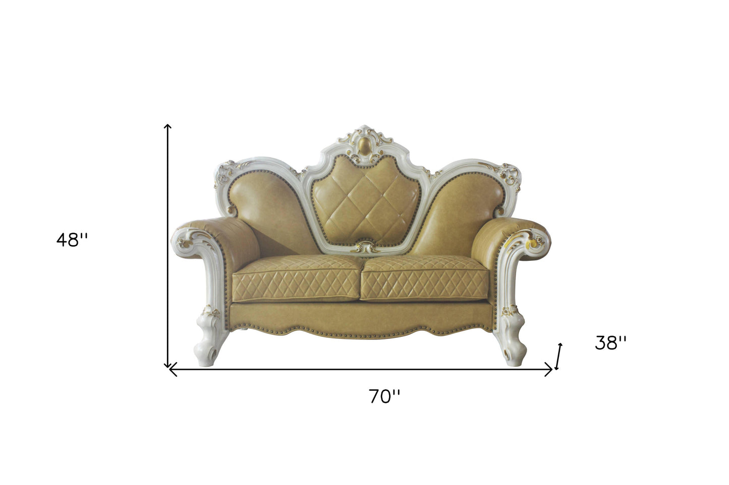 The Marlowe – Golden Yellow & Pearl Faux Leather Loveseat