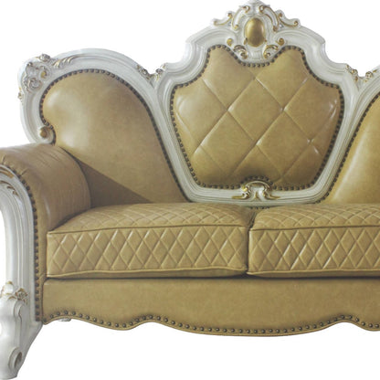 The Marlowe – Golden Yellow & Pearl Faux Leather Loveseat