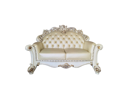 The Harlow – Champagne & Pearl Faux Leather Loveseat