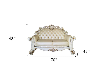 The Harlow – Champagne & Pearl Faux Leather Loveseat