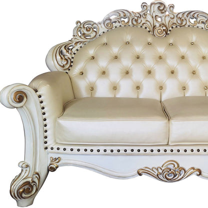 The Harlow – Champagne & Pearl Faux Leather Loveseat