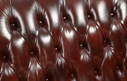 The Calhoun – Brown & Walnut Top Grain Leather Curved Loveseat & Toss Pillows