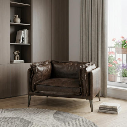 The Mason – Brown & Black Top Grain Leather Chair and a Half