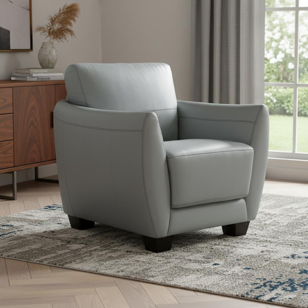 The Westwood – Gray & Black Genuine Leather Arm Chair