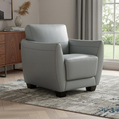 The Westwood – Gray & Black Genuine Leather Arm Chair