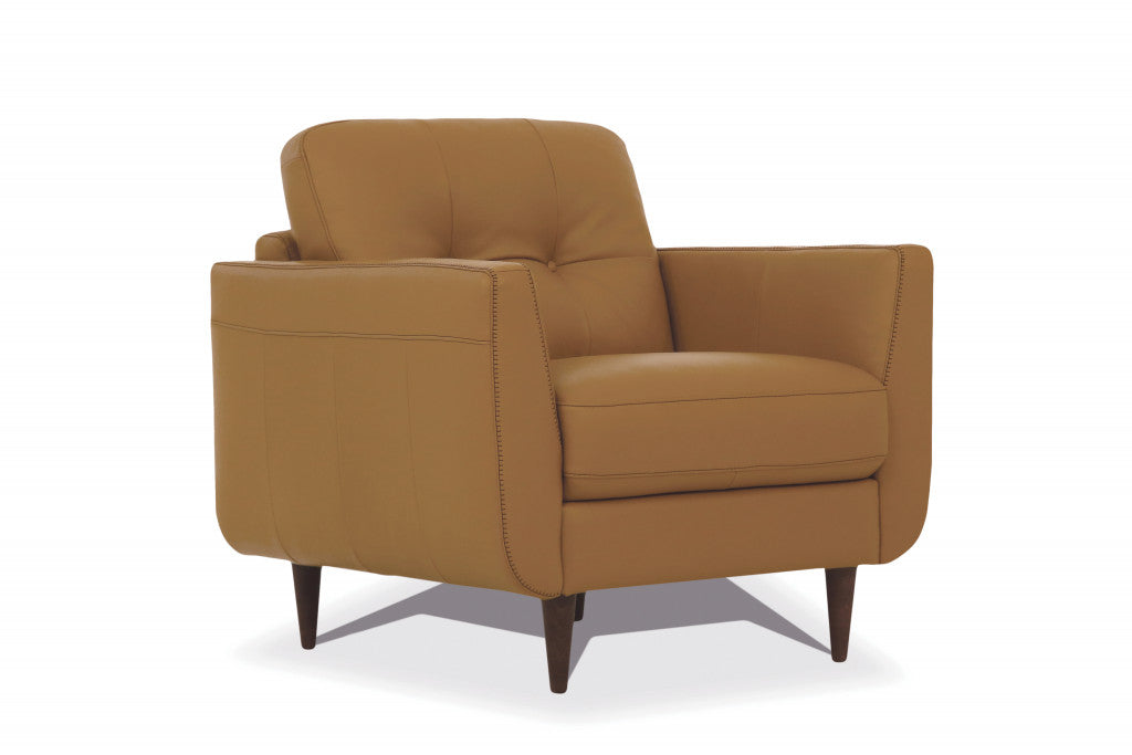 The Westlake – Camel & Black Genuine Leather Tufted Arm Chair