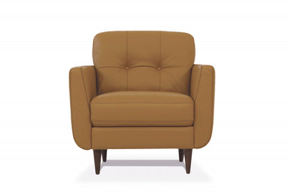 The Westlake – Camel & Black Genuine Leather Tufted Arm Chair