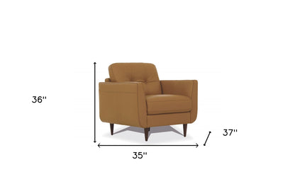 The Westlake – Camel & Black Genuine Leather Tufted Arm Chair