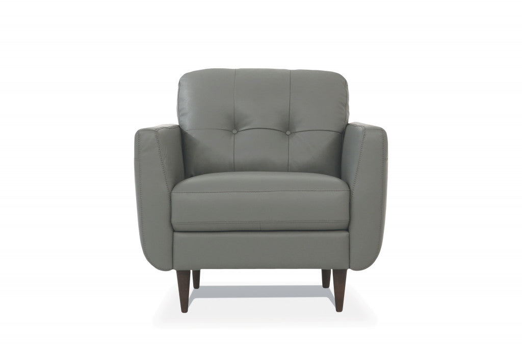 The Madison – Gray & Black Genuine Leather Tufted Arm Chair
