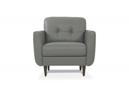 The Madison – Gray & Black Genuine Leather Tufted Arm Chair