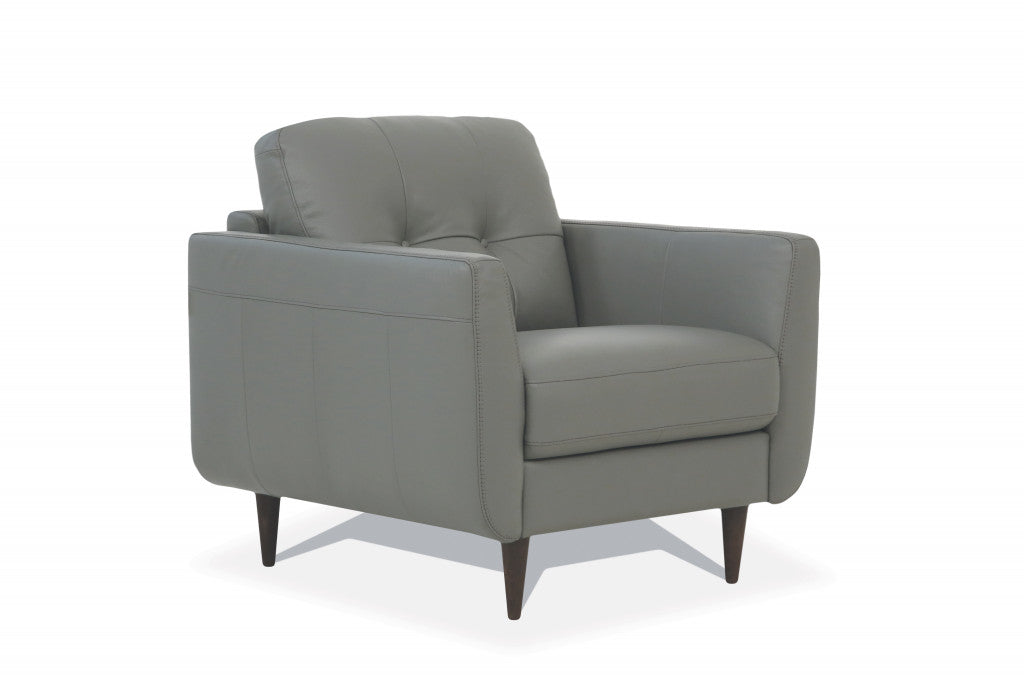 The Madison – Gray & Black Genuine Leather Tufted Arm Chair