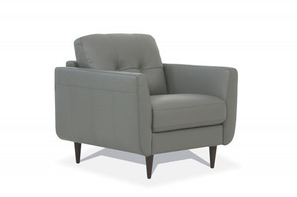 The Madison – Gray & Black Genuine Leather Tufted Arm Chair